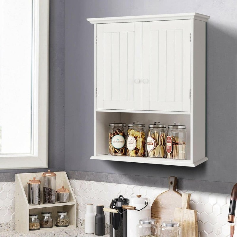 WELLFOR 23.5 in. W x 8 in. D x 28 in. H Bathroom Wall Cabinet in White - Image 2