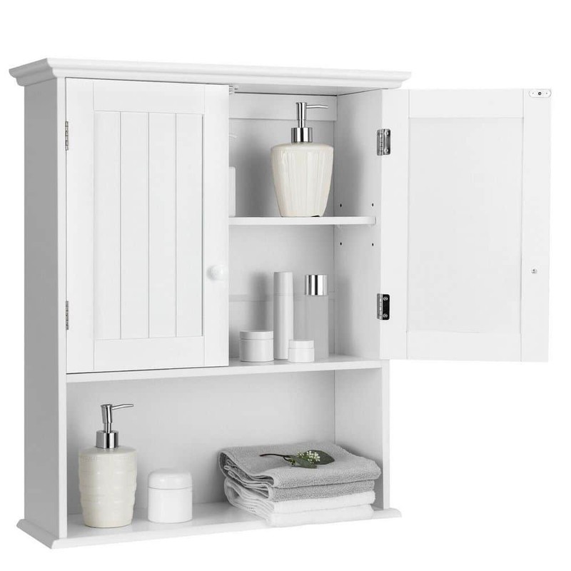 WELLFOR 23.5 in. W x 8 in. D x 28 in. H Bathroom Wall Cabinet in White - Image 3