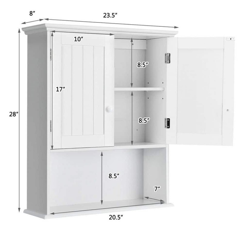 WELLFOR 23.5 in. W x 8 in. D x 28 in. H Bathroom Wall Cabinet in White - Image 10