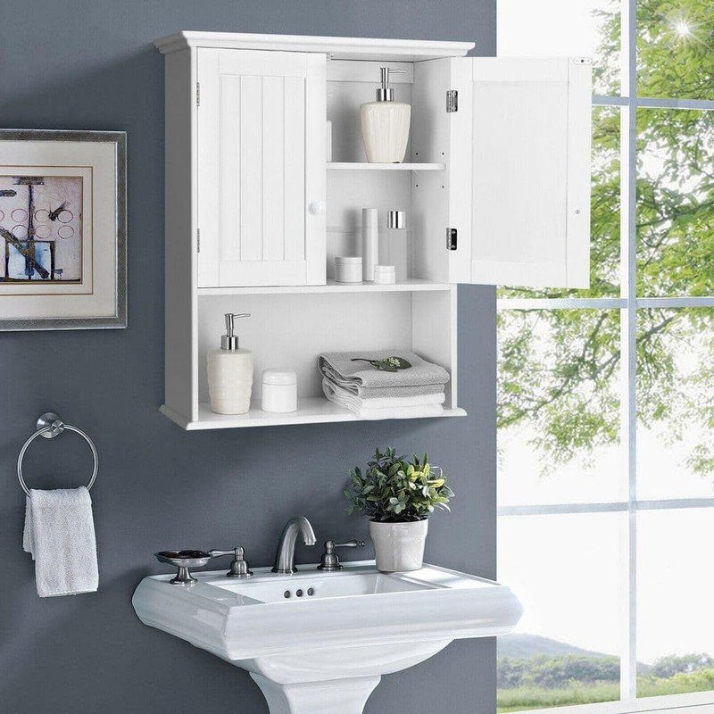 WELLFOR 23.5 in. W x 8 in. D x 28 in. H Bathroom Wall Cabinet in White - Image 11