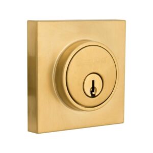 Defiant Square Brushed Gold Single Cylinder Contemporary Deadbolt