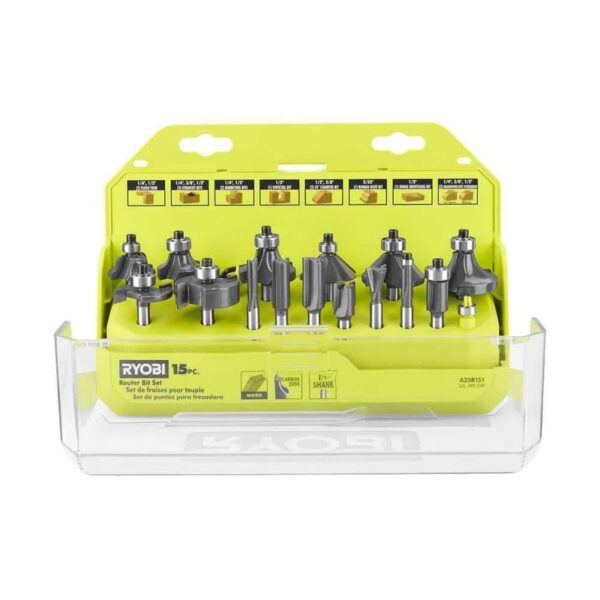 RYOBI Shank Carbide Router Bit Set (15-Piece)