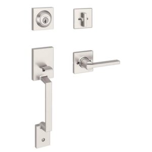 Kwikset Amador Satin Nickel Single Cylinder Entry Handleset Hollis Lever