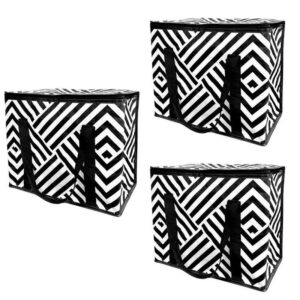 DURASACK 32 qt. Black Geo Insulated Hot Cold Tote Bag, 3-Pack