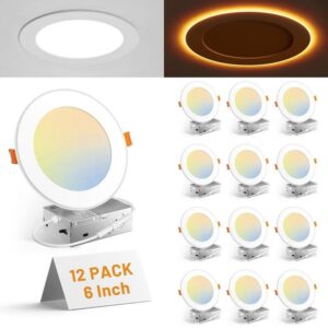 Amico 6 in. 12-Pack Adjustable 5CCT Dimmable LED Recessed Light Trim