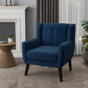 Uixe Royal Blue Velvet Upholstery Arm Chair (Set of 1)