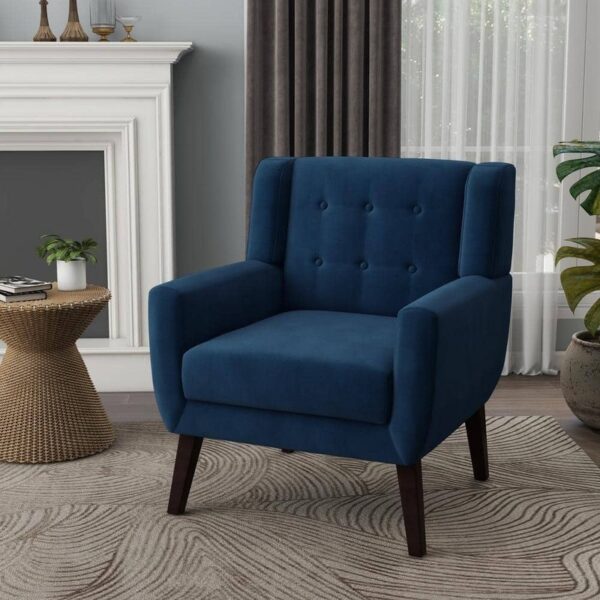 Uixe Royal Blue Velvet Upholstery Arm Chair (Set of 1)