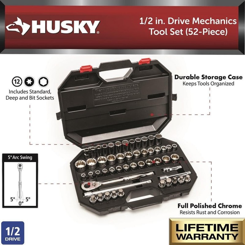 Husky 1/2 in. Drive Mechanics Tool Set (52-Piece) - Image 9