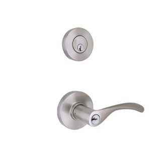 Home Decorators Primrose Satin Nickel Keyed Entry Door Handle Combo Pack