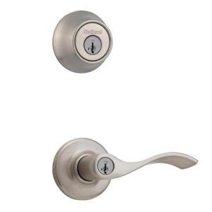 Kwikset Balboa Satin Nickel Keyed Entry Door Handle & Deadbolt Combo Pack