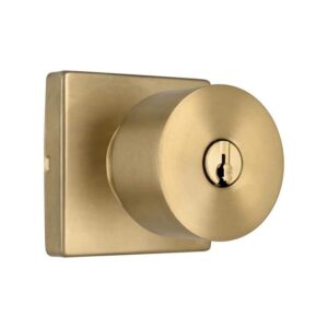 Home Decorators Ridgeway Brushed Gold Keyed Entry Door Knob Square Rose