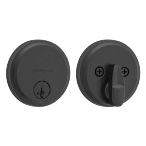 Kwikset Hometown Matte Black Round Rose Single Cylinder Deadbolt SmartKey