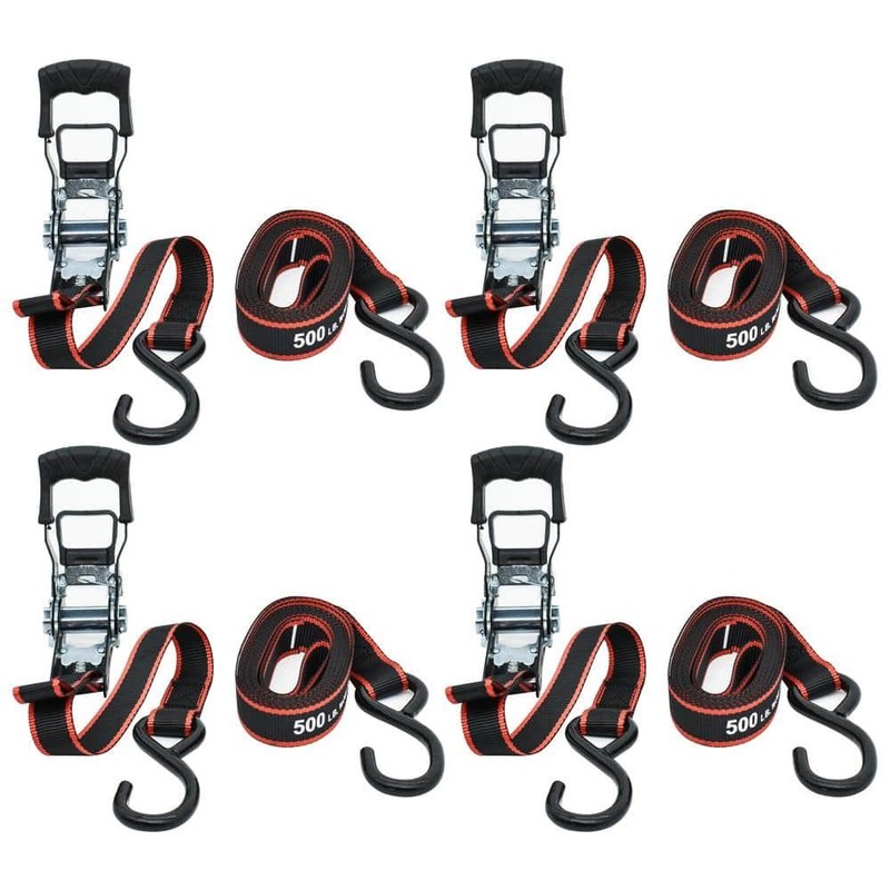 Husky 12 ft. x 1 in. Ratchet Tie-Down Straps with S-Hook (4-Pack) - Image 2