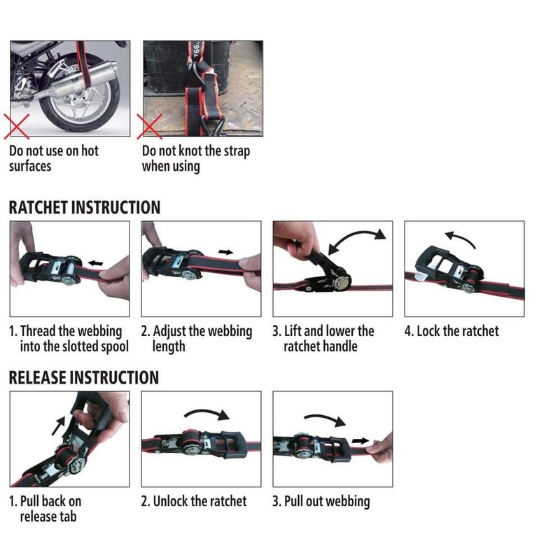 Husky 12 ft. x 1 in. Ratchet Tie-Down Straps with S-Hook (4-Pack) - Image 7