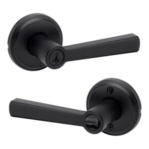 Kwikset Trafford Matte Black Keyed Entry Door Handle Reversible SmartKey