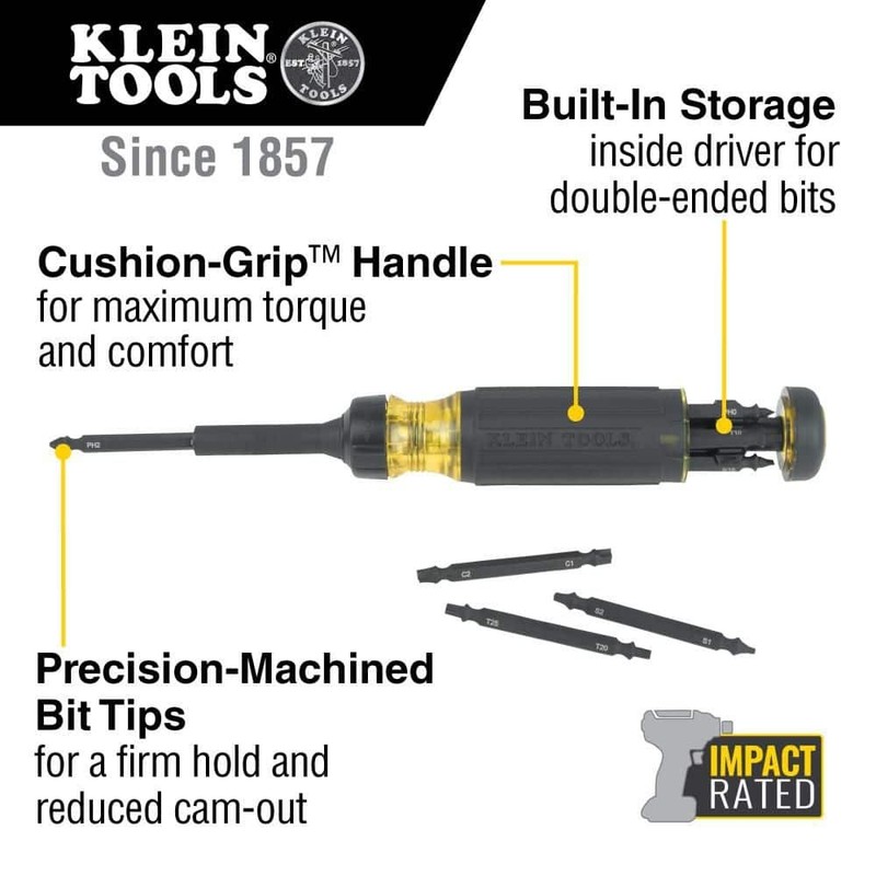 Klein Tools 15-in-1 Ratcheting Impact Multi-Bit Screwdriver - Image 2