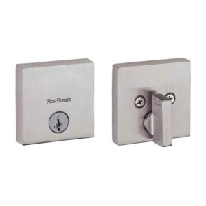 Kwikset Downtown Satin Nickel Low Profile Square Deadbolt SmartKey Lock