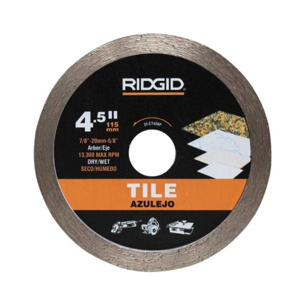 RIDGID 4.5 in. Tile Continuous Rim Diamond Saw Blade
