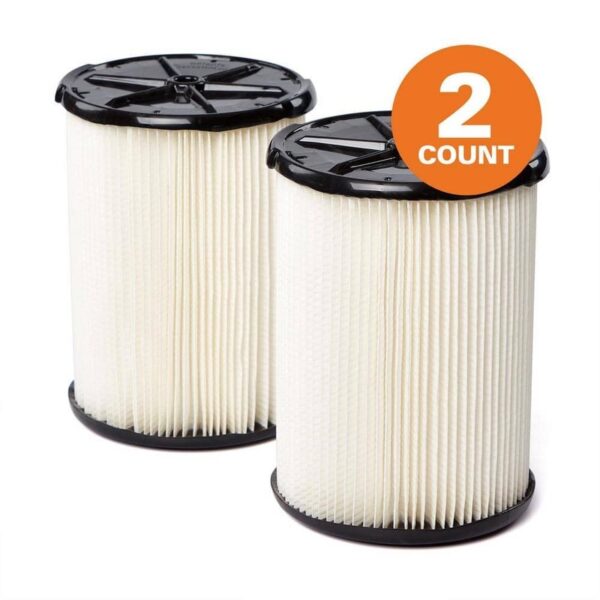 RIDGID VF4200 General Debris Pleated Filter for 5-16 Gal. Wet Dry Vacs (2-Pack)