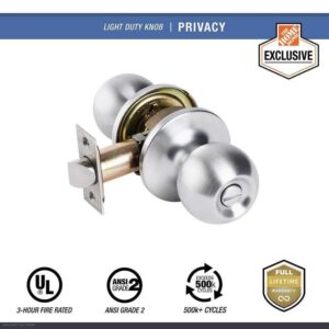 Universal Hardware Privacy Knob, UL 3-Hour Fire ANSI Grade 2, Satin Chrome