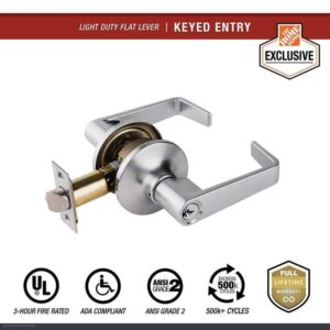 Universal Hardware Entry Lever ADA, UL 3-Hour Fire, ANSI Grade 2, Satin Chrome