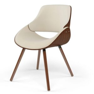 Simpli Home Malden Bentwood Dining Chair with Wood Back in Natural Woven Fabric