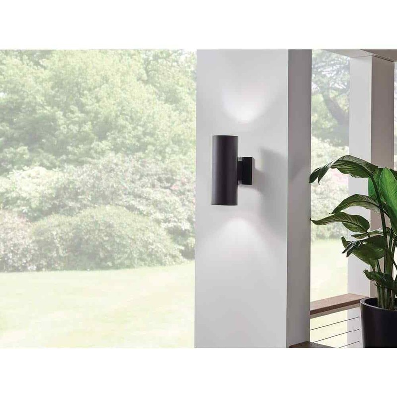 KICHLER Independence 12 in. 2-Light Black Outdoor Hardwired Wall Cylinder Sconce - Image 2
