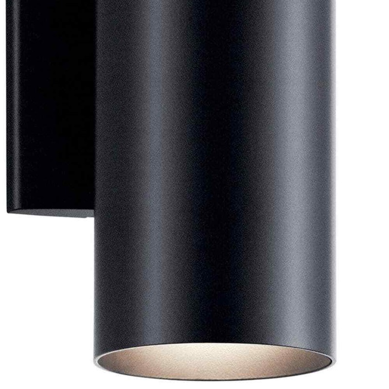 KICHLER Independence 12 in. 2-Light Black Outdoor Hardwired Wall Cylinder Sconce - Image 3
