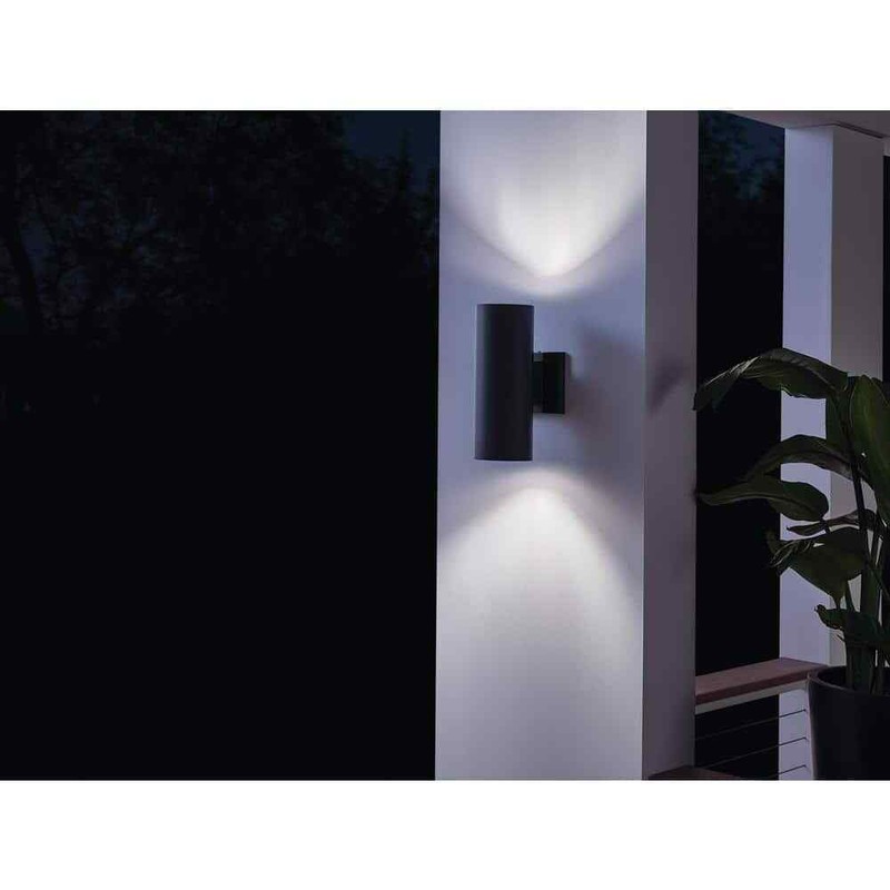 KICHLER Independence 12 in. 2-Light Black Outdoor Hardwired Wall Cylinder Sconce - Image 6