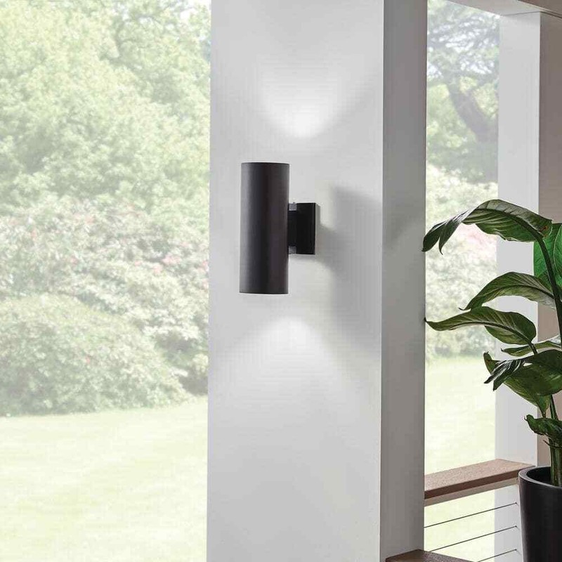 KICHLER Independence 12 in. 2-Light Black Outdoor Hardwired Wall Cylinder Sconce - Image 7