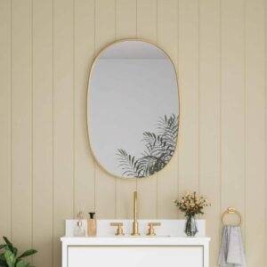 FORCLOVER 24x36 Oval Framed Wall Mount Bathroom Mirror Brushed Gold