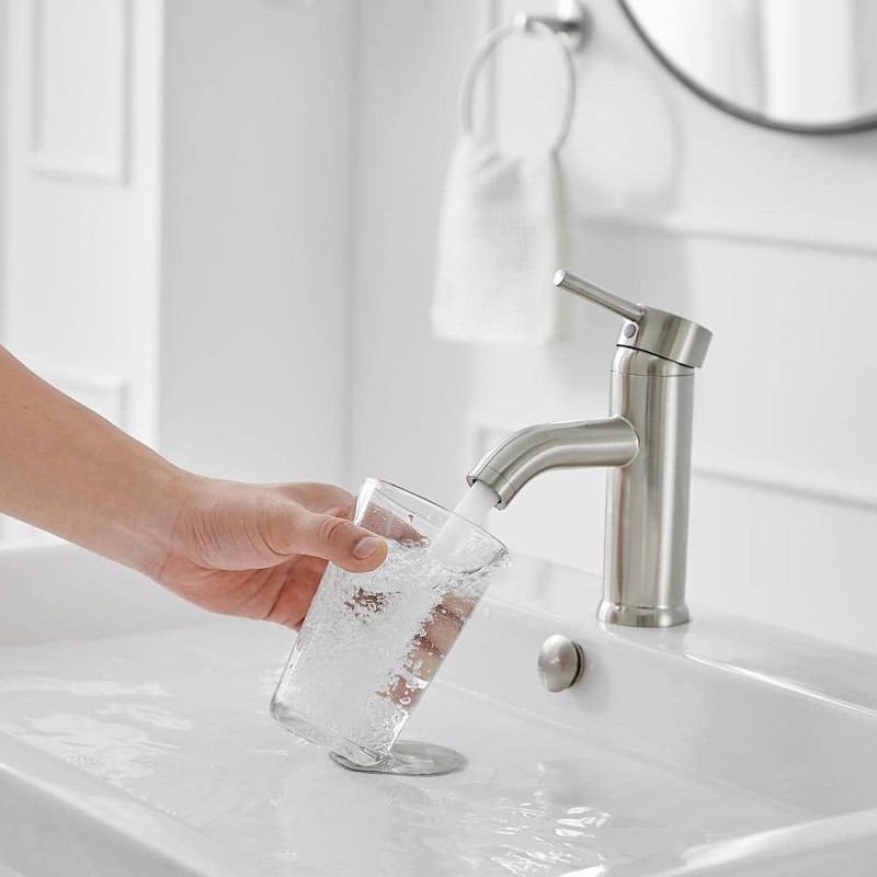 BWE Single Hole Bathroom Faucet Pop Up Drain Brushed Nickel - Image 4