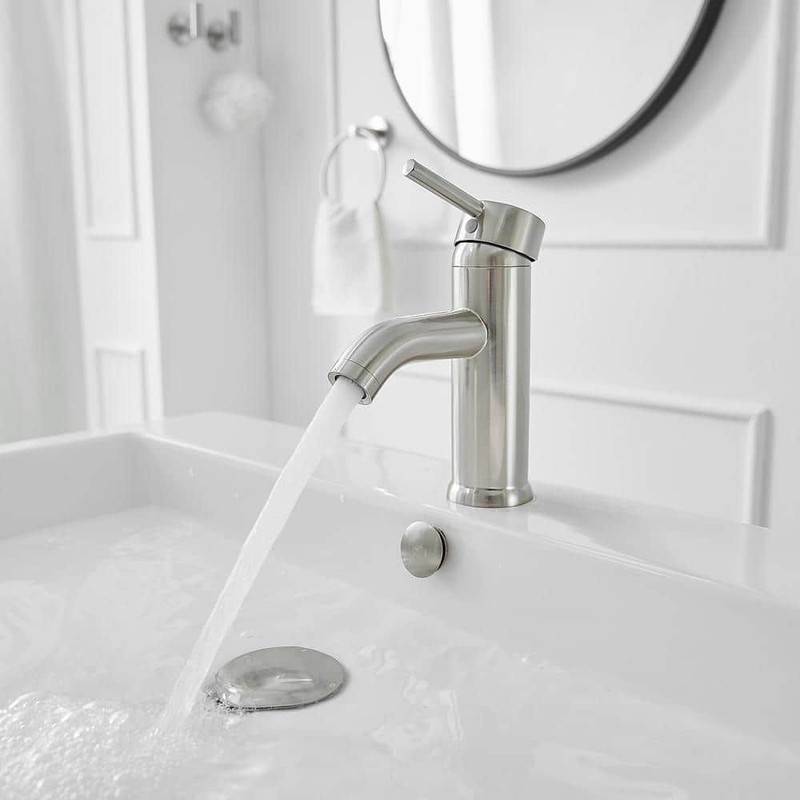 BWE Single Hole Bathroom Faucet Pop Up Drain Brushed Nickel - Image 6