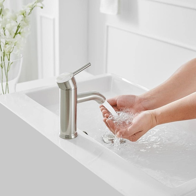 BWE Single Hole Bathroom Faucet Pop Up Drain Brushed Nickel - Image 7