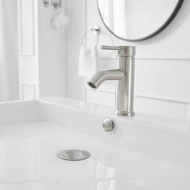BWE Single Hole Bathroom Faucet Pop Up Drain Brushed Nickel - Image 8