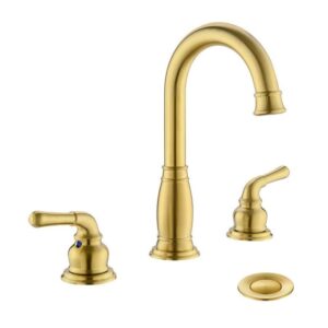 Phiestina Brushed Gold Widespread Bathroom Faucet 3-Hole 8 in. 2-Handle