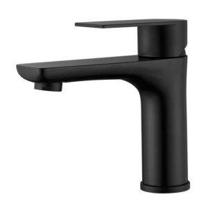 SUMERAIN Matte Black Hourglass Stream Single Handle Bathroom Faucet Spot