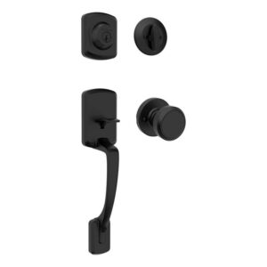 Kwikset Henley Single Cylinder Handleset Maven Knob SmartKey Matte Black