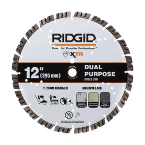 RIDGID 12 in Masonry XTR Dual Purpose Segmented Rim Walk Behind Diamond Blade