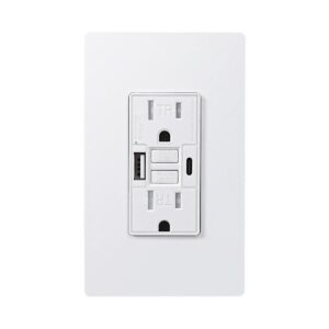 DEWENWILS White 15A GFCI Duplex Outlet with USB-A, USB-C Charger