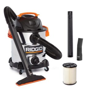 RIDGID 10 Gal 6.0 Peak HP Stainless Steel Wet Dry Shop Vac WD1060 w/Hose&Filter