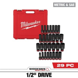 Milwaukee SHOCKWAVE 1/2" Drive 29-Piece SAE & Metric Impact Socket Set