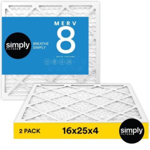 Simply 16 in. x 25 in. x 4 in. MERV 8 FPR 5 Pleated Furnace Air Filter (2-Pack)