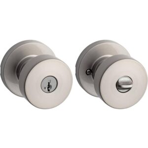 Kwikset Pismo Satin Nickel Entry Door Knob with SmartKey and Microban Technology