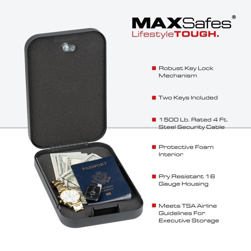MAXSafes Extra Large 16-Gauge Steel Portable Lock Box Safe Black TSA Compliant - Image 2