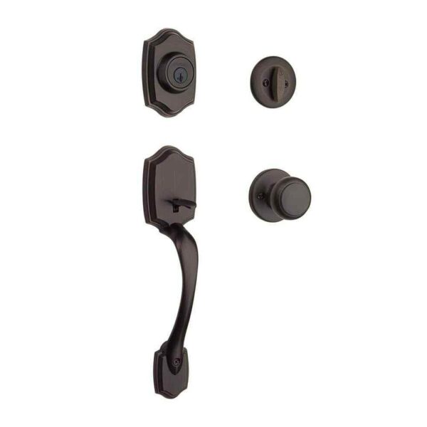 Kwikset Belleview & Cove Bronze Door Knob Handleset w/Deadbolt SmartKey Microban