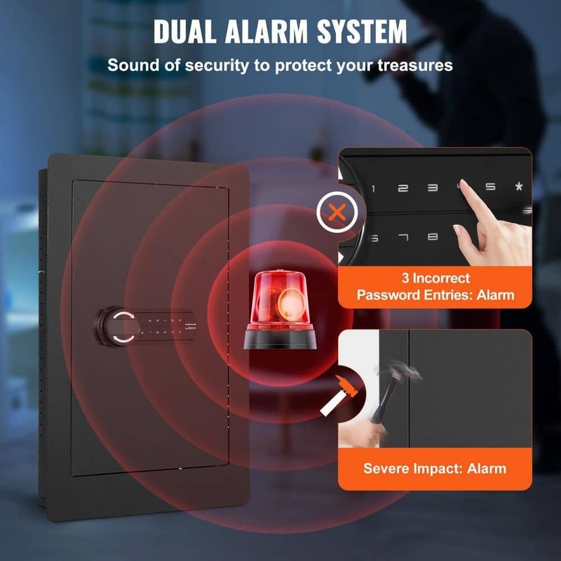 SKYSHALO Tall Wall Safe 25.59 in. Keypad Q235 Steel with LED Light - Image 3