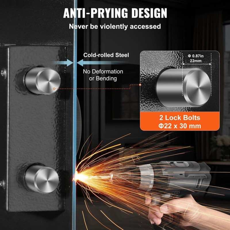 SKYSHALO Tall Wall Safe 25.59 in. Keypad Q235 Steel with LED Light - Image 4