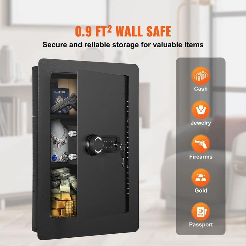 SKYSHALO Tall Wall Safe 25.59 in. Keypad Q235 Steel with LED Light - Image 6