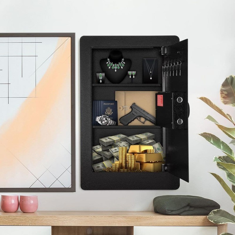 SKYSHALO Tall Wall Safe 25.59 in. Keypad Q235 Steel with LED Light - Image 8